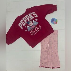 Peppa Pig Ski Club Colorado Cozy Pink Sweatshirt Legging  Set Baby Girls 12mo